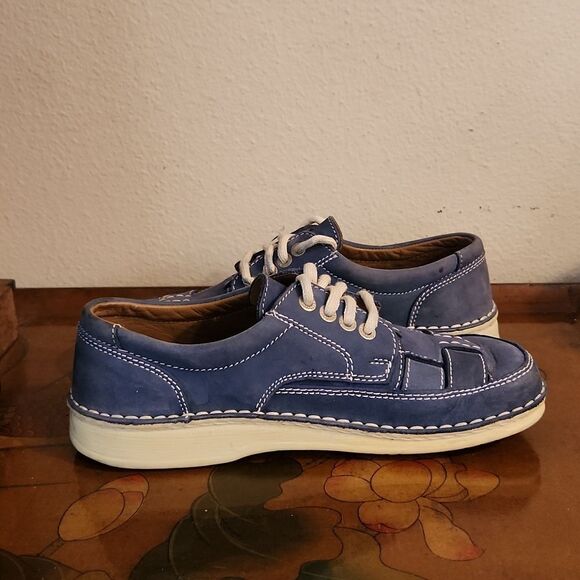 Birkenstock Bodega Woven Leather Laced Shoes L9 M7 - Picture 5 of 10